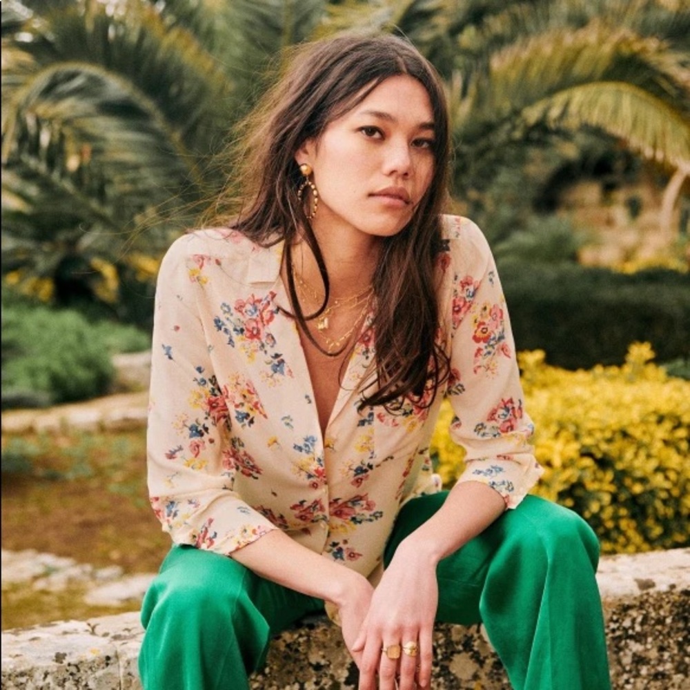 Sezane Florence Shirt 100% Silk Size 4